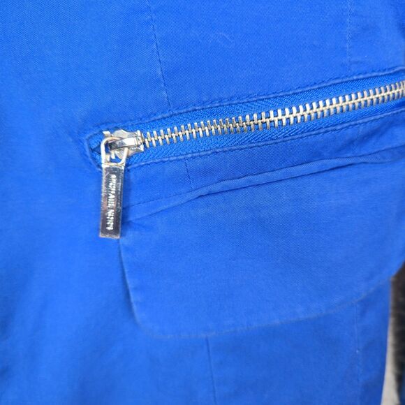 Michael Kors Women Blazer Jacket 14 Blue Zip Pocket Fitted Trendy Stretch - Picture 8 of 12